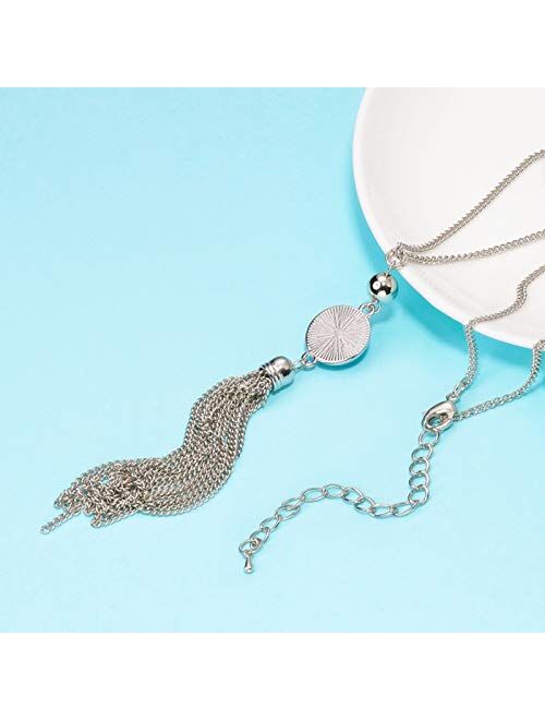 Long Chain Tassel Necklace Pendant Resin Sweater Chain Bohemian Style for Women, Change Color