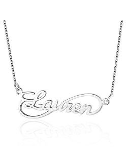Bo&Pao Infinity Name Necklace in 925 Sterling Silver / 18K Rose Gold Plated / 18K Gold Plated with 1 to 6 Names