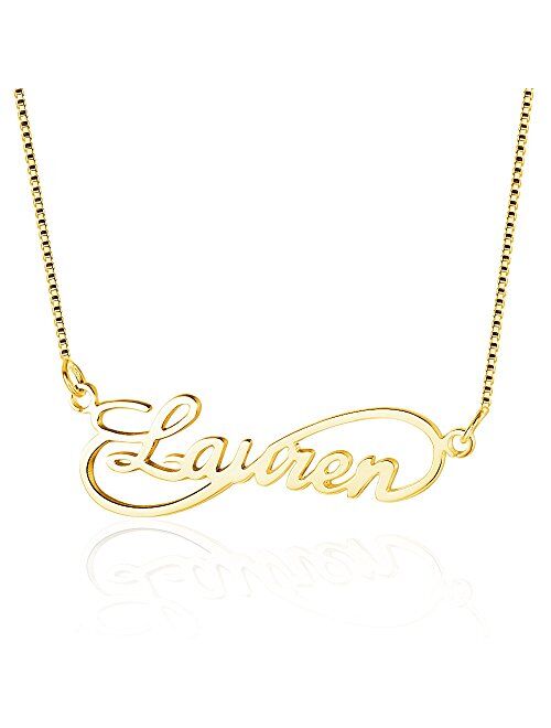 Bo&Pao Infinity Name Necklace in 925 Sterling Silver / 18K Rose Gold Plated / 18K Gold Plated with 1 to 6 Names