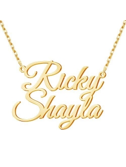 YokeDuck Custom Name Necklace Personalized, 18K Gold Plated Customized Nameplate Necklace Dainty Jewelry Gift for Women, Bridesmaid