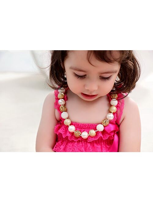 vcmart Girls Gold Chunky Bubblegum Beaded Necklace & Bracelet Set as Gifts
