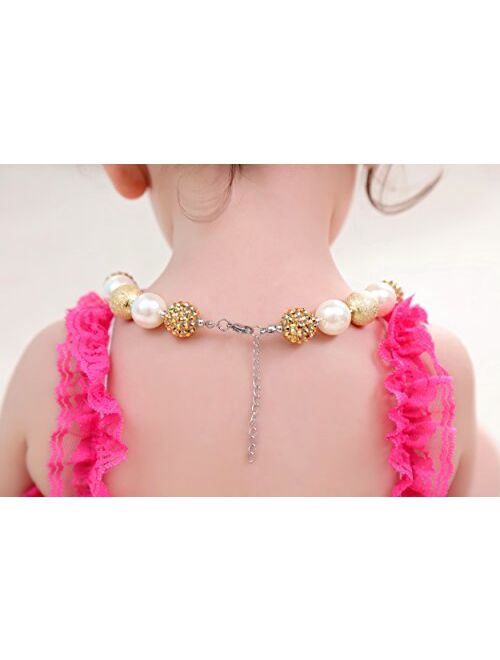 vcmart Girls Gold Chunky Bubblegum Beaded Necklace & Bracelet Set as Gifts