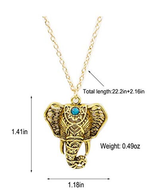 Zealmer Women Vintage Elephant Pendant Necklace