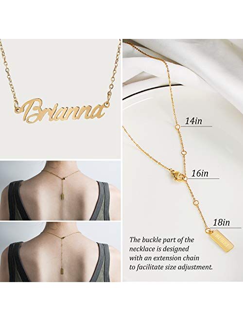 BUREI Custom Name Necklace Personalized Nameplate Bridesmaid Gift for Women
