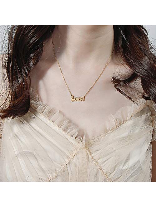 BUREI Custom Name Necklace Personalized Nameplate Bridesmaid Gift for Women
