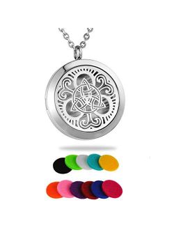 HooAMI Essential Oil Diffuser Necklace Aromatherapy Jewelry - Hypoallergenic 316L Stainless Steel Locket Pendant with 24" Chain
