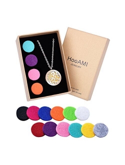 HooAMI Essential Oil Diffuser Necklace Aromatherapy Jewelry - Hypoallergenic 316L Stainless Steel Locket Pendant with 24" Chain