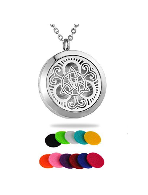 HooAMI Aromatherapy Essential Oil Diffuser Necklace Stainless Steel Fragrance Locket Pendant 