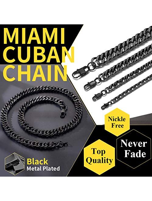 ChainsHouse Miami Cuban Link Necklace 4mm/5mm/7mm/10mm/13.5mm Wide Stainless Steel/18K Gold Plated Curb Chains for Men Women, 18"-30", Send Gift Box