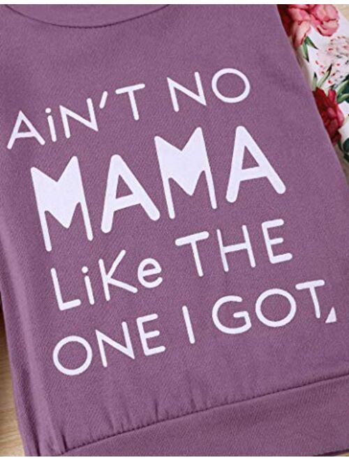 Toddler Baby Girls Clothes Floral Tops Shirt Flower Hoodie Pants Outfit Set Fall Clothes