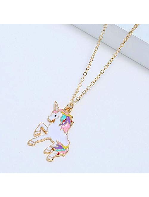Unicorn Necklace Rainbow Unicorn Necklace Pendant Jewelry Gifts for Girls Best Friend Granddaughter Christmas Birthday Gifts Alloy Metal