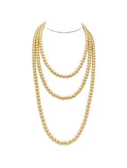 T-Doreen Long Pearl Necklace for Women Girls 69 Inch Layered Strands Necklace
