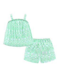 Mud Kingdom Little Girls Outfits Summer Holiday Floral Halter Tops and Short Clothes Sets