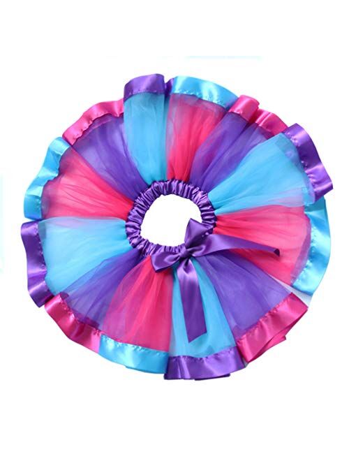 HBeatific Little Girls Layered Tulle Rainbow Tutu Skirt with Unicorn T-Shirt,Headband and Birthday Sash