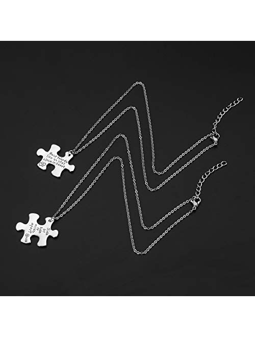 Lcbulu 2PCS Best Friends Necklaces for 2 - Side by Side Or Miles Apart BFF Friendship Matching Puzzle Necklace Set Long Distance Friendship Gifts for Women Teen Girls