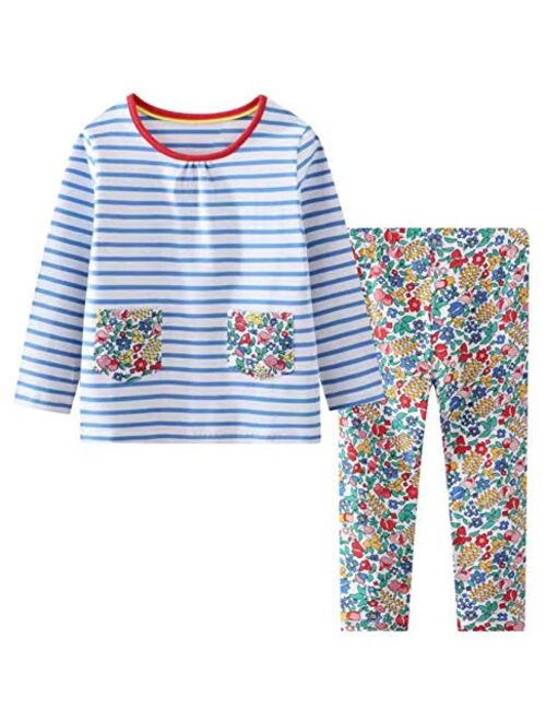 Toddler Baby Girls Clothing Set Cute Print Long Sleeve T Shirt and Pants 2pcs Outfits