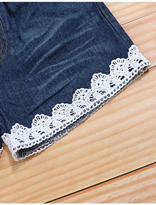 2pcs Toddler Girl Clothes T-Shirt Dress+Jeans Shorts Baby Girls Outfits Set