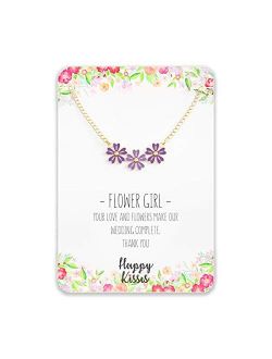 Happy Kisses Flower Girl Necklace - Your Love and Flowers Make Our Wedding Complete. Thank You - Message Card
