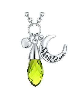 KIM S I Love You to The Moon and Back 12 Months Artificial Birthstone Drop Necklace Crystal Moon Necklace