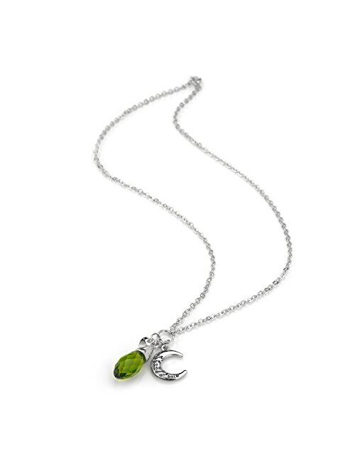 KIM S I Love You to The Moon and Back 12 Months Artificial Birthstone Drop Necklace Crystal Moon Necklace