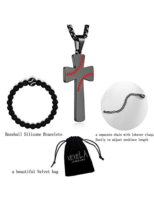 XIEXIELA USA Football Cross Necklace for Boys.I CAN DO All Things Strength Bible Verse Stainless Steel Necklace Rugby Ball Athletes Sports Lover