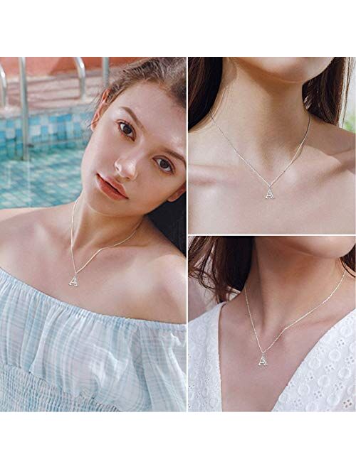 PARTNER Sterling Silver Plated Simple 26 Letter Alphabet Personalized Charm Pendant Necklace Best for Women Teel Girl