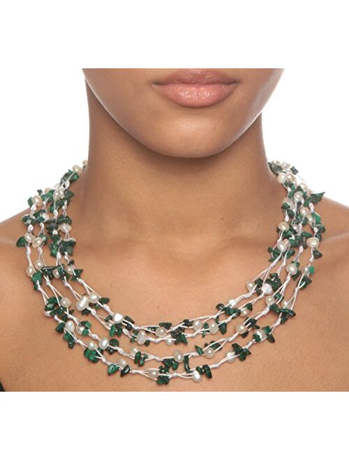 HinsonGayle 4-Strand Handwoven Gemstone & Freshwater Cultured Pearl Necklace