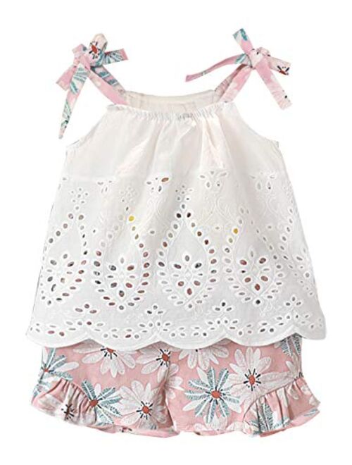 Little Girls Toddler Baby Girl Summer Outfit Holiday Floral Mini Dress Tops Shorts Clothing Set