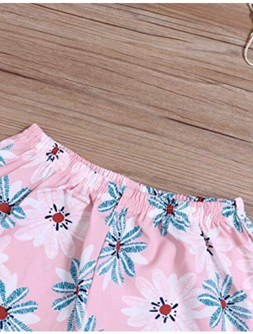 Little Girls Toddler Baby Girl Summer Outfit Holiday Floral Mini Dress Tops Shorts Clothing Set