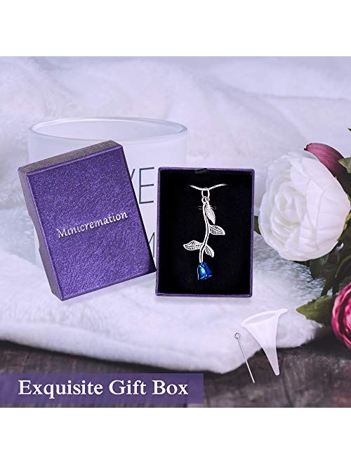 Rose Flower Cremation Jewelry Urn Necklaces for Ashes, Cremation Ash Jewelry Memorial Pendants for Human Pets Ashes