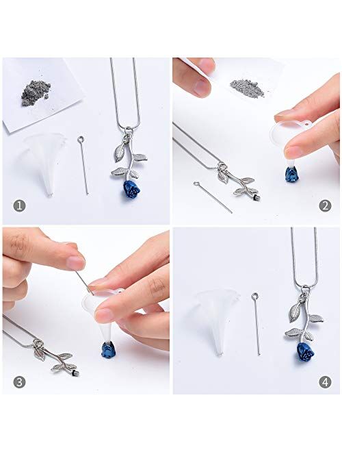 Rose Flower Cremation Jewelry Urn Necklaces for Ashes, Cremation Ash Jewelry Memorial Pendants for Human Pets Ashes