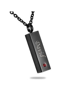 HooAMI Cremation Jewelry for Ashes Personalized Name Bar Urn Necklace for Women Men