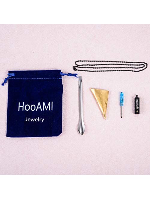 HooAMI Cremation Jewelry for Ashes Personalized Name Bar Urn Necklace for Women Men