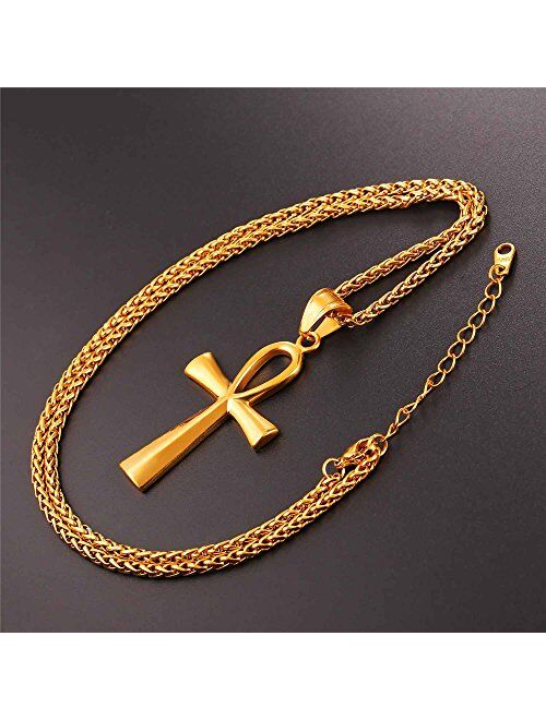 HZMAN Stainless Steel Polished Fashion Egyptian Jewelry Ankh Cross Ring for Men Women with Gift Bag