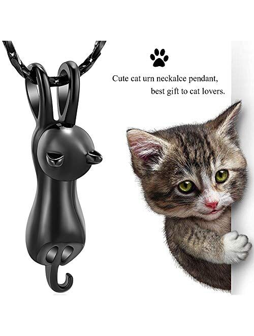 Imrsanl Pet Cremation Jewelry for Ashes Memorial Ash Jewelry Keepsake Cat Urn Pendants for Animal Ashes Necklace