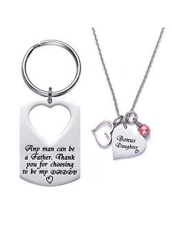 LParkin Dad Daughter Necklace Jewelry, Father Daughter Keychain Jewelry, Daddys Girl Birthday Necklace Set, There's This Girl Who Stole My Heart She Calls Me Daddy