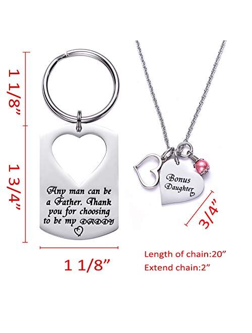 LParkin Dad Daughter Necklace Jewelry, Father Daughter Keychain Jewelry, Daddys Girl Birthday Necklace Set, There's This Girl Who Stole My Heart She Calls Me Daddy