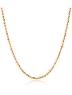 10K Gold 1.5MM, 2MM, 2.5MM, 3MM, 3.5MM, 4MM, 5MM, or 7MM Diamond Cut Rope Chain Necklace, Bracelet, Anklet Unisex Sizes 7"-30" - Yellow, White, or Rose