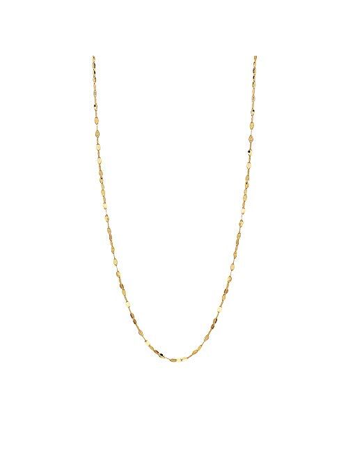 14K Solid Gold 2.0MM Diamond Cut Mirror Chain Necklace -Choose Your Color - Unisex Sizes 16"-30"