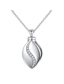 DAOCHONG 925 Sterling Silver Cremation Jewelry Forever in My Heart Ashes Keepsake Urns Pendant Necklace for Women, 20 Inch Rolo Chain
