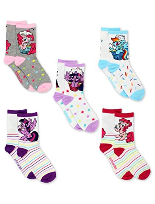 My Little Pony Girls 5 pack Crew Socks (Shoe: 10-4 (Sock: 6-8) White/Multi Crew)