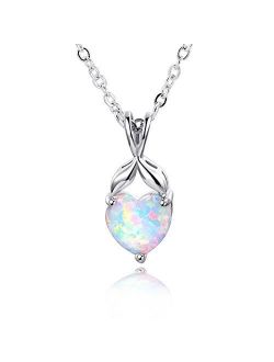 VOLUKA Opal Necklace for Women Gemstone Birthstone Pendant Necklaces Jewelry Gifts for Girls