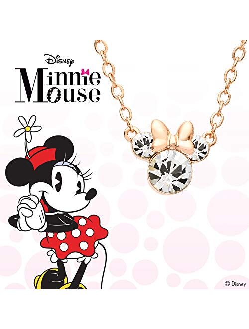 Disney Minnie Mouse Crystal Birthstone Silver Plated Pendant Necklace