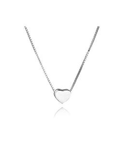 SLUYNZ Genuine 925 Sterling Silver Tiny Love Heart Pendant Necklace for Women Teen Girls Slender Heart Tennis Necklace