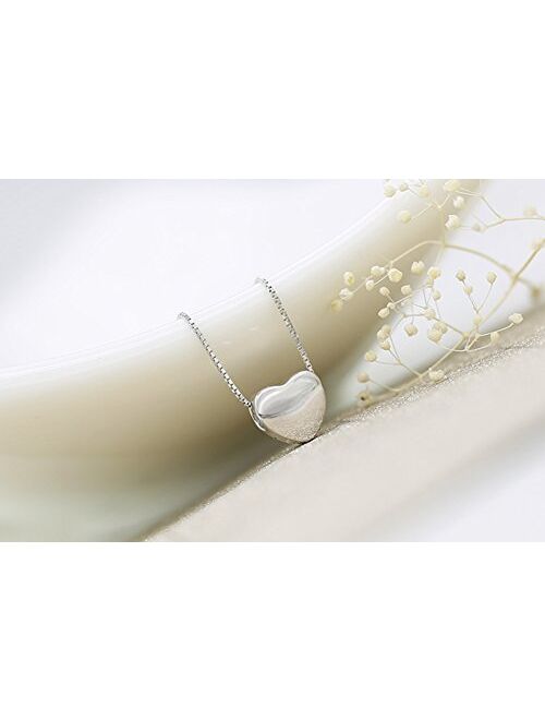 SLUYNZ Genuine 925 Sterling Silver Tiny Love Heart Pendant Necklace for Women Teen Girls Slender Heart Tennis Necklace