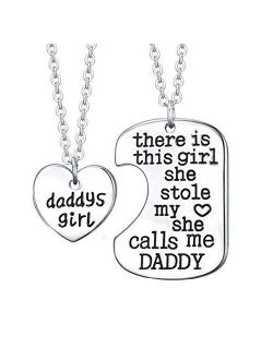 Luvalti Daddy's Girl Heart Pendant Necklace - Father Daughter Necklace Set - Best