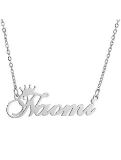 Personalized Name Crown Necklace,Customized Script Initial Women Girl Nameplate Charm Crown Necklace Stainless Steel Pendant Necklace Chain Jewelry Gift for Boy