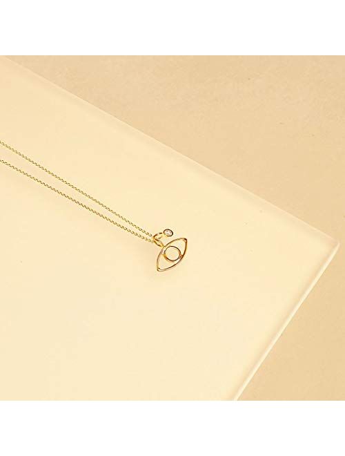 DREMMY STUDIOS Cross Necklace 18K Gold Plated Dainty Evil Eye Pendant Necklace Tiny Delicate Cross Minimalist Personalized Jewelry Gift for Her