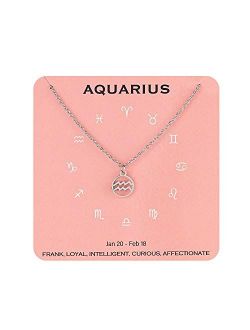 Augonfever Zodiac Necklace Constellation Horoscope Jewelry Birthday for Women Girls