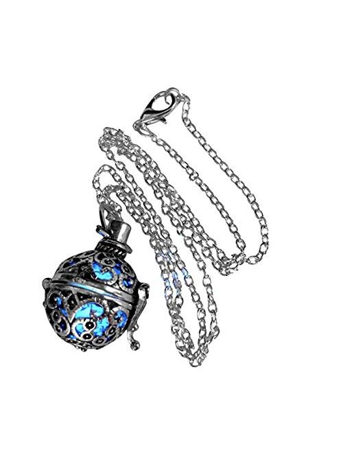 UMBRELLALABORATORY Steampunk FIRE Necklace - Pendant Glow Locket - Great Gifts for Teen Girls, Mother, Father, Little Girls Jewelry